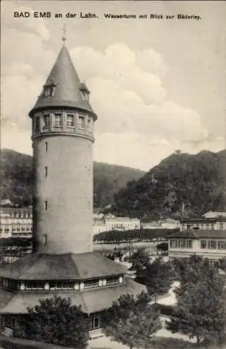 Ak Bad Ems an der Lahn, Wasserturm, Bäderley