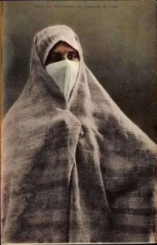 Ak Portrait einer verschleierten Frau, Maghreb