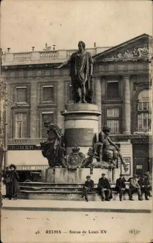 Ak Reims-Marne, Statue von Ludwig XV