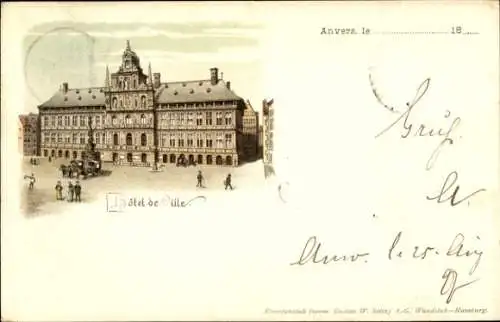 Litho Anvers Antwerpen Flandern, Rathaus