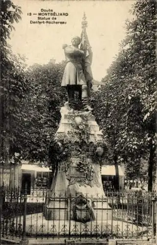 Ak Montbeliard Doubs, Statue de Denfert Rochereau