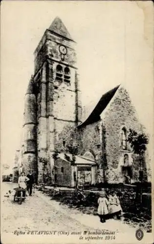 Ak Étavigny Seine et Marne, Kirche, vor dem Bombenangriff im September 1914