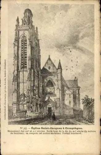 Künstler Ak Compiègne Oise, Kirche Saint-Jacques