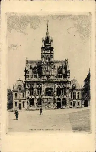 Künstler Ak Compiègne Oise, Rathaus