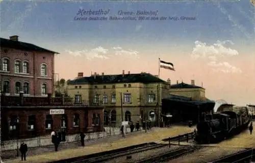 Ak Herbesthal Lontzen Wallonien Lüttich, Grenz Bahnhof