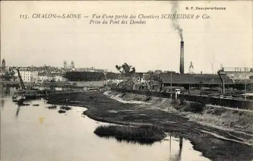 Ak Chalon sur Saône Saône et Loire, Chantiers Schneider & Cie, Prise du pont de Dombes