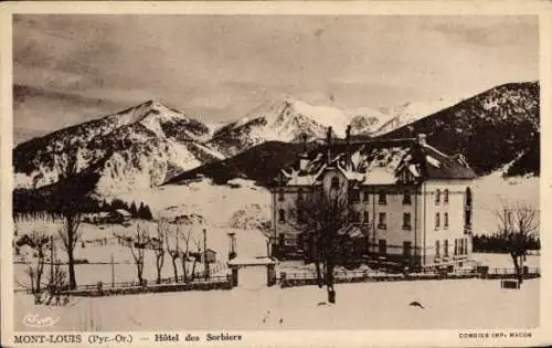 Ak Mont Louis Pyrénées Orientales, Hotel des Sorbiers, Schnee