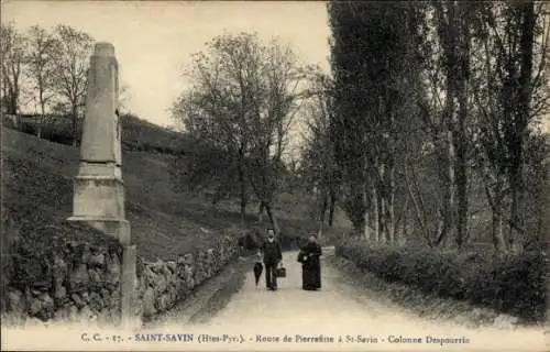 Ak Saint Savin Hautes-Pyrénées, Route de Pierrefitte a St-Savin, Colonne Despourris