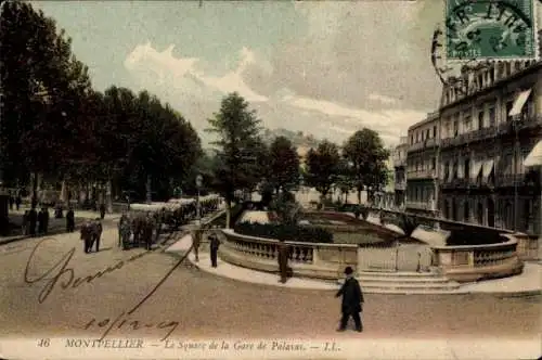 Ak Montpellier Hérault, La Square de la Gare de Palavas