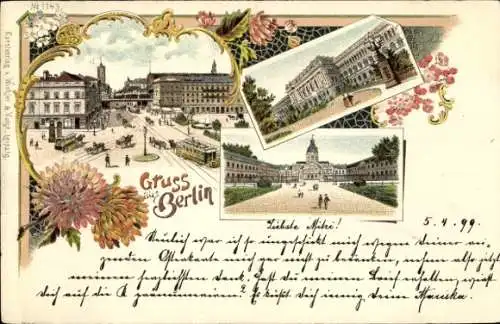 Litho Berlin, Alexanderplatz, Schloss Charlottenburg