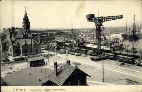 Ak Hamburg, Kaiser Wilhelm Hafen, Hafenkran