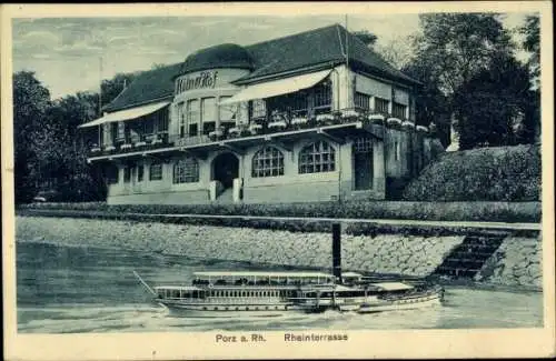 Ak Porz Köln am Rhein, Rheinterrasse Kölner Hof, Dampfer