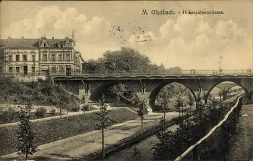 Ak Mönchengladbach am Niederrhein, Hohenzollernstraße, Brücke