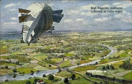 Ak Graf Zeppelins lenkbares Luftschiff in voller Fahrt