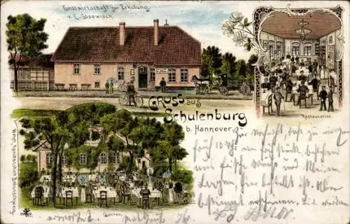 Litho Schulenburg Pattensen an der Leine, Gastwirtschaft zur Erholung, Restauration, Garten