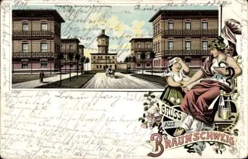 Passepartout Litho Braunschweig in Niedersachsen, Herzogliches Krankenhaus