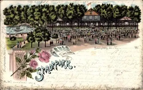 Litho Braunschweig in Niedersachsen, Stadtpark, Gesellschaftshaus