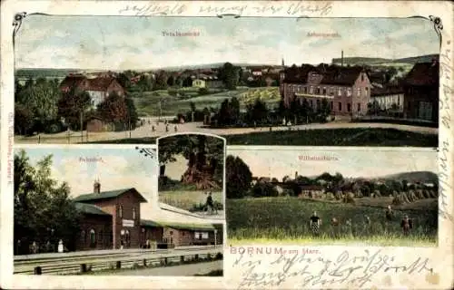 Ak Bornum Bockenem am Harz, Gesamtansicht, Achsenwerk, Wilhelmshütte, Bahnhof