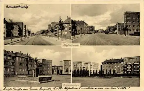 Ak Braunschweig, Siegfriedstraße, Burgundenplatz, Denkmal