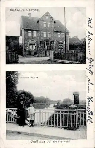 Ak Sehlde an der Innerste Niedersachsen, Kaufhaus Herm. Schwarze, Innerste-Brücke