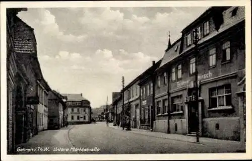 Ak Gehren Ilmenau in Thüringen, Untere Marktstraße, Hotel Hirsch