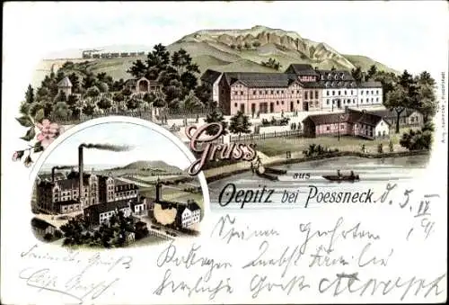 Litho Öpitz Pößneck in Thüringen, Teilansicht, Fabrik