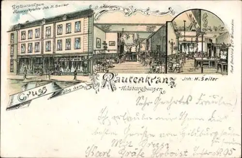 Litho Hildburghausen in Thüringen, Restaurant Rautenkranz, Innenansicht, Inh. H. Seiler