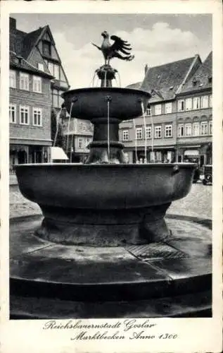 Ak Goslar am Harz, Marktbecken, Brunnen