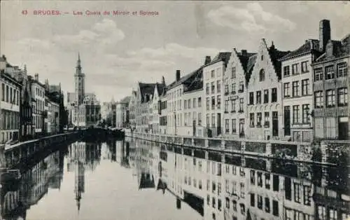 Ak Bruges Brügge Flandern Westflandern, Les Quais du Miroir et Spinola