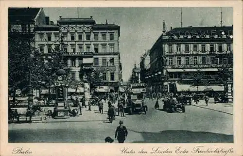 Ak Berlin Mitte, Unter den Linden, Friedrichstraße, Litfasssäule, Bus