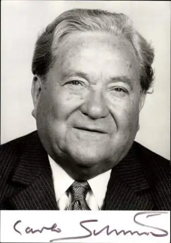 Foto Politiker Carlo Schmid, SPD, Portrait, Autogramm