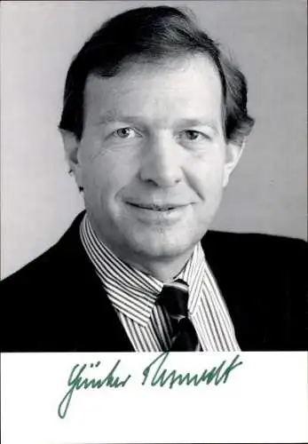 Foto Politiker Günter Rexrodt, Bundesminister für Wirtschaft, Portrait, Autogramm