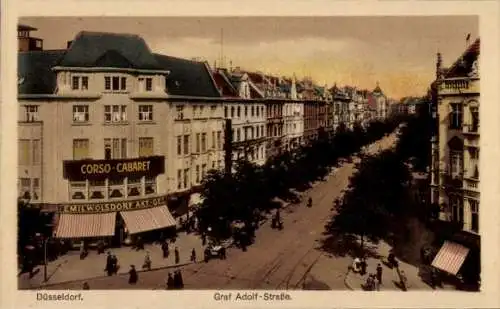 Ak Düsseldorf am Rhein, Graf Adolf Straße, Corso Cabaret, Geschäft Emil Wolsdorf Akt.-Ges.