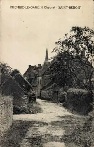 Ak Cheminée le Gaudin Sarthe, Saint Benoir, Rue