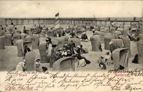 Ak Nordseebad Norderney Ostfriesland, Strand, Strandkörbe