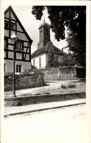 Ak Dresden Klotzsche, Alte Kirche, Fachwerkhaus