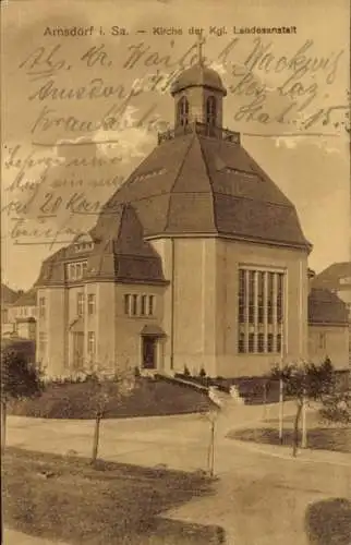 Ak Arnsdorf in Sachsen, Kirche der Kgl. Landesanstalt