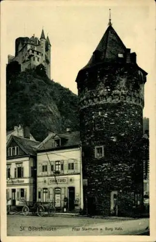 Ak Sankt Goarshausen am Rhein, Burg Katz, Alter Stadtturm