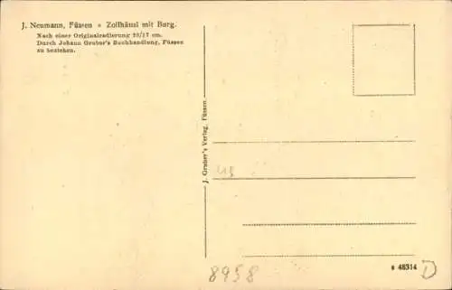 Ak Füssen im Allgäu, Zollhäusl, Burg