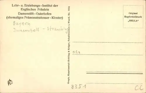 Ak Osterhofen in Niederbayern, Stiftskirche, Innenraum, Blick vom Chor