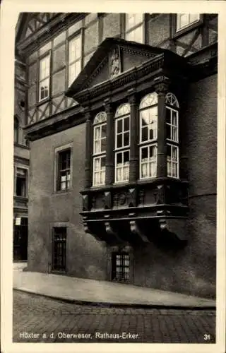 Ak Höxter an der Weser, Rathaus-Erker