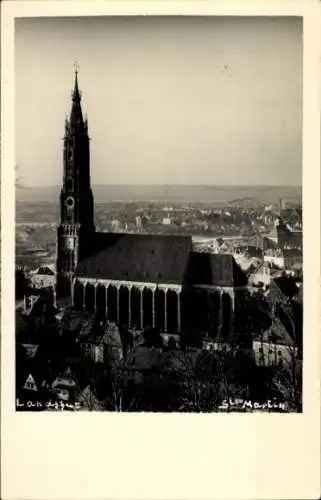 Ak Landshut in Niederbayern, St. Martin, Kirche, Panorama