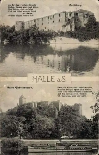 Ak Halle an der Saale, Moritzburg, Ruine Giebichenstein, Schiff