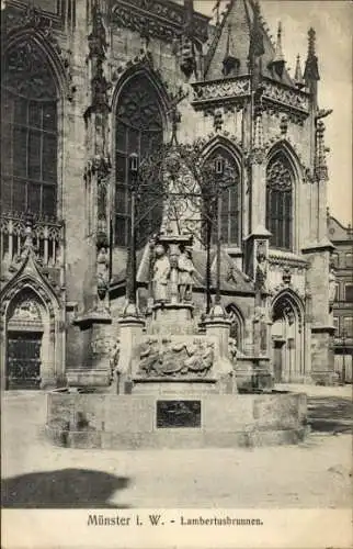 Ak Münster in Westfalen, Lambertusbrunnen, Kirche