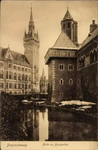 Ak Braunschweig in Niedersachsen, Burggraben, Kirche, Gebäude