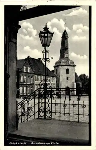 Ak Glückstadt an der Unterelbe, Durchblick zur Kirche