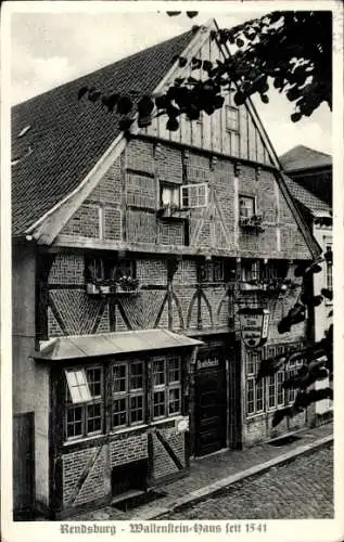 Ak Rendsburg in Schleswig Holstein, Wallenstein Haus, Hotel zum Landsknecht