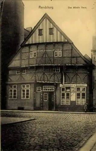 Ak Rendsburg in Schleswig Holstein, ältestes Haus