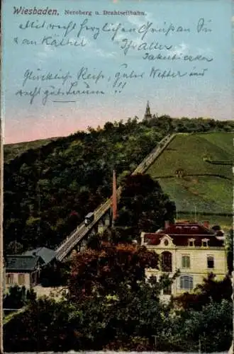 Ak Wiesbaden in Hessen, Neroberg, Drahtseilbahn