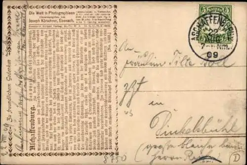 Ak Aschaffenburg in Unterfranken, Schloss, Mainbrücke